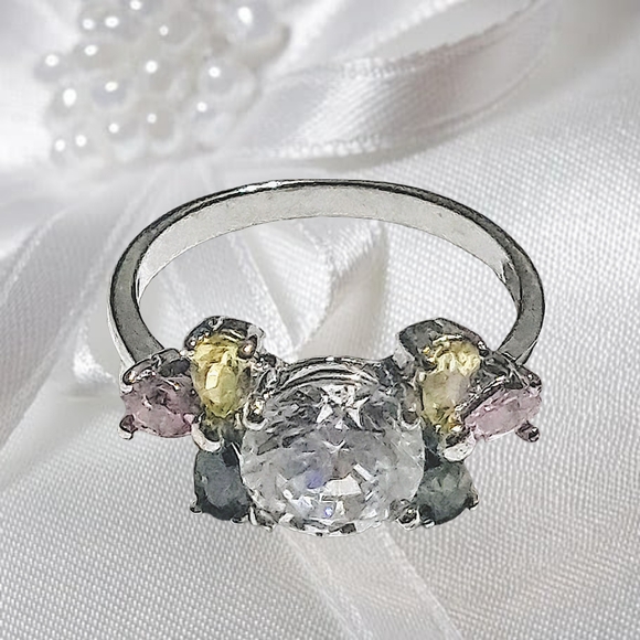 Jewelry - Elegant Multicolor Tourmaline Gemstone Silver Ring